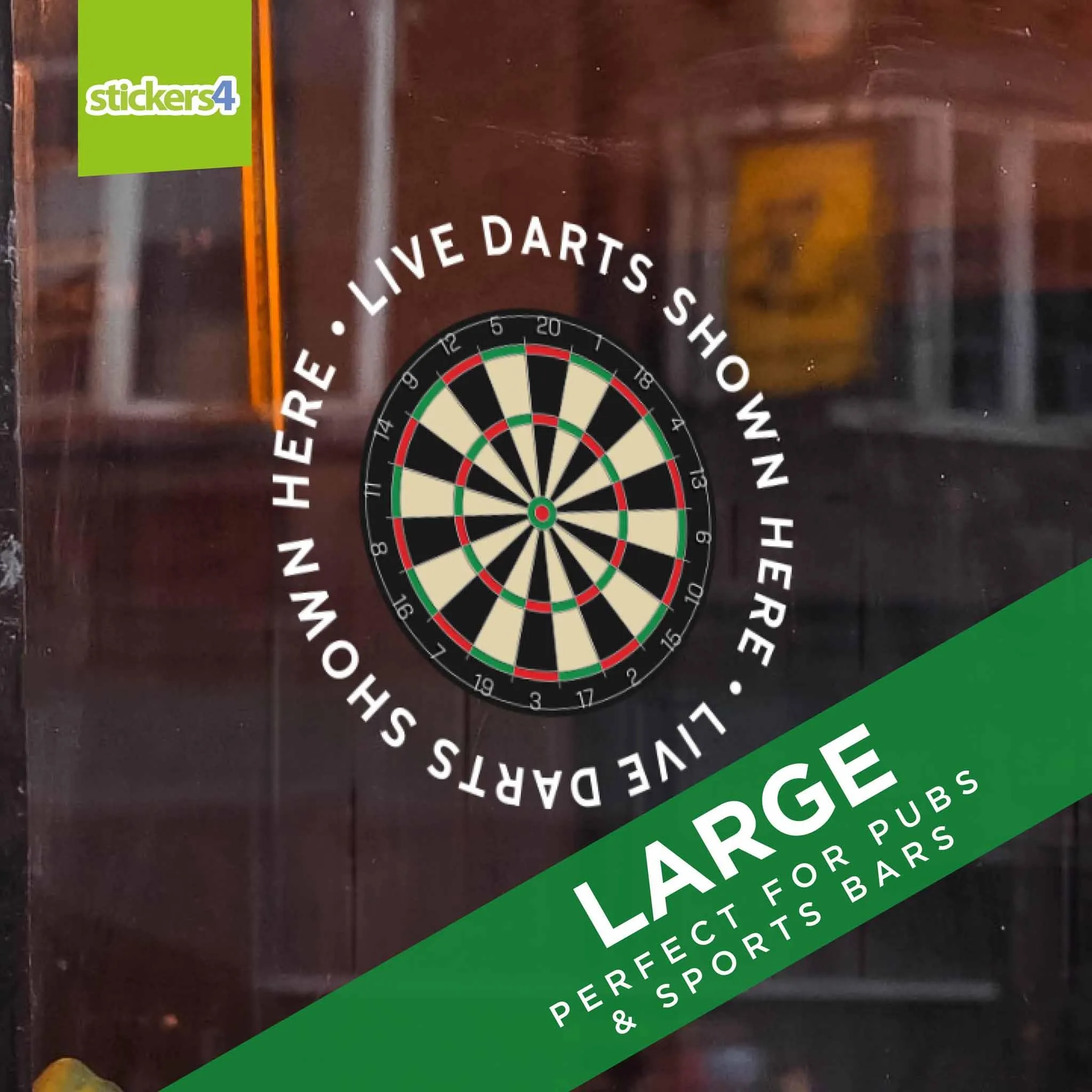 "Live Darts Shown Here" Roundel Window Sticker