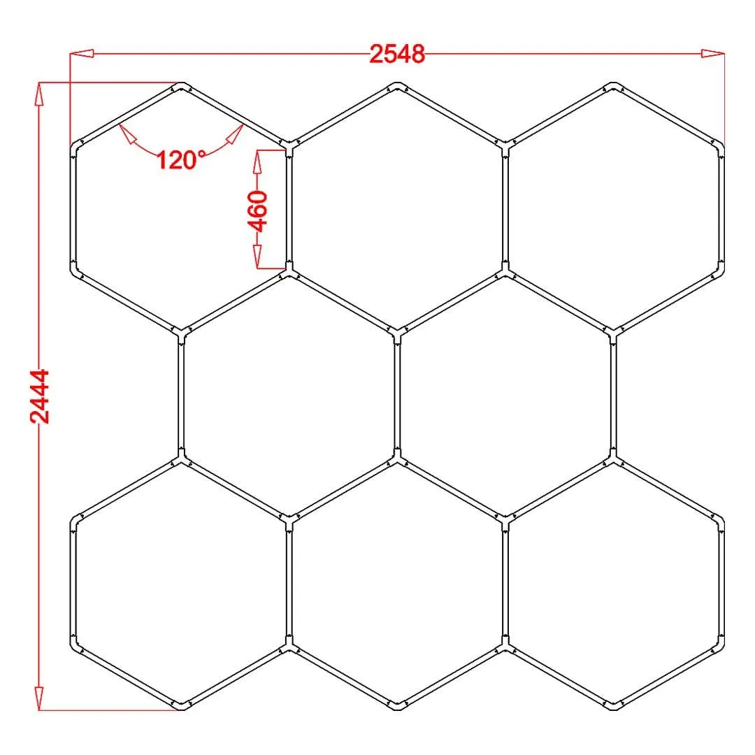 RGB Hexagrid LED Hexagon Ultrabright LED Multicolour Hex Lights - Eight Hex Grid