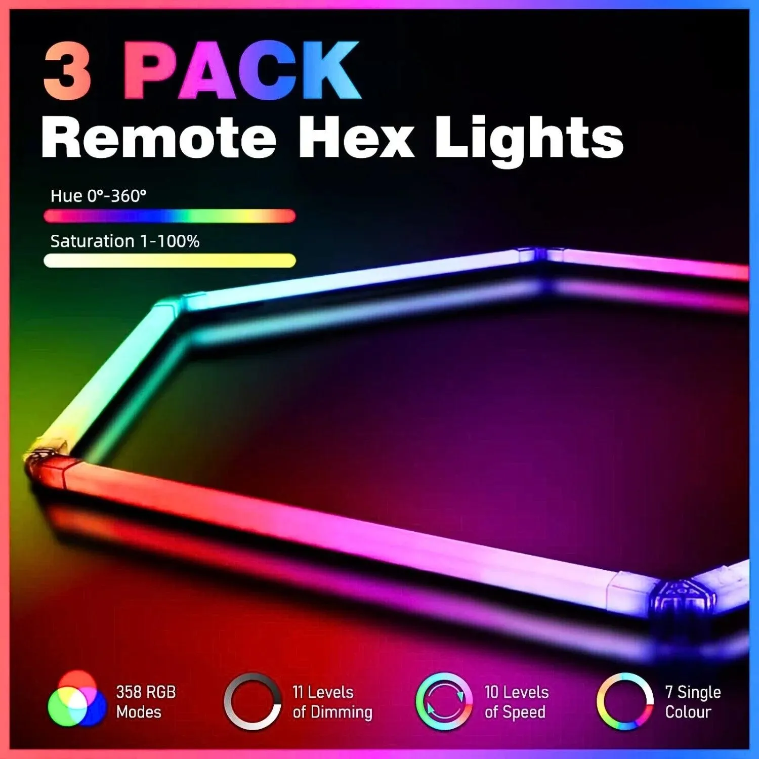 RGB Hexagrid LED Hexagon Ultrabright LED Multicolour Hex Lights - Five Hex Grid