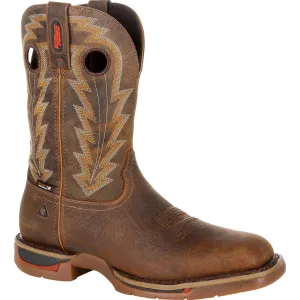 Rocky Mens Distressed Brown Leather Long Range CT WP Cowboy Boots