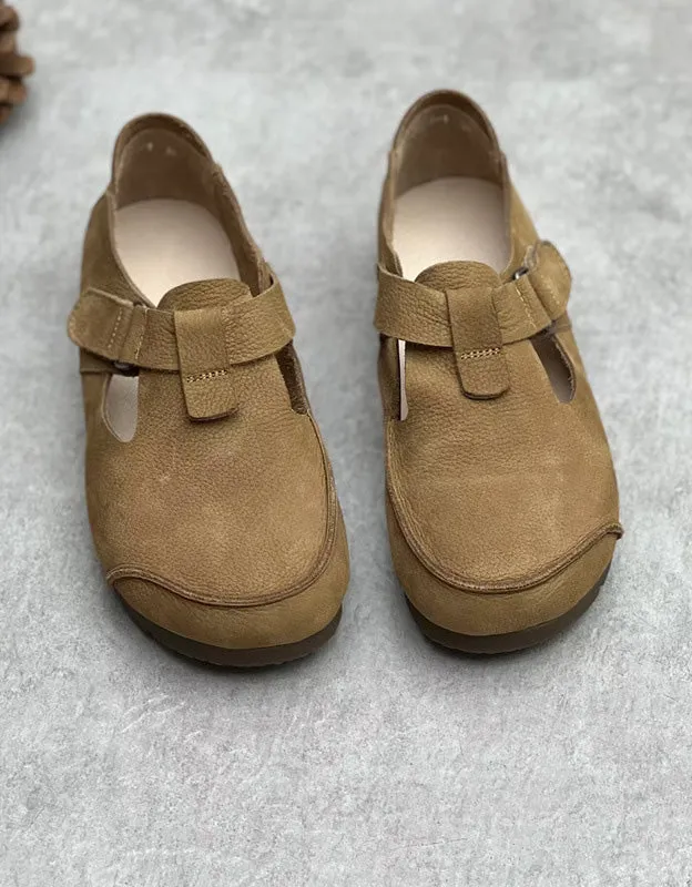 Round Toe Soft Leather Handmade Retro Flat Shoes