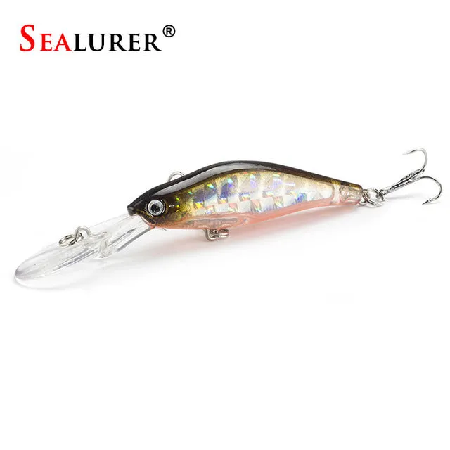 SEALURER 1Pcs  Laser  Wobblers Fishing Tackle 3D Eyes Sinking Minnow Fishing Lure Crankbait 6# hook