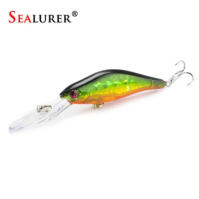 SEALURER 1Pcs  Laser  Wobblers Fishing Tackle 3D Eyes Sinking Minnow Fishing Lure Crankbait 6# hook