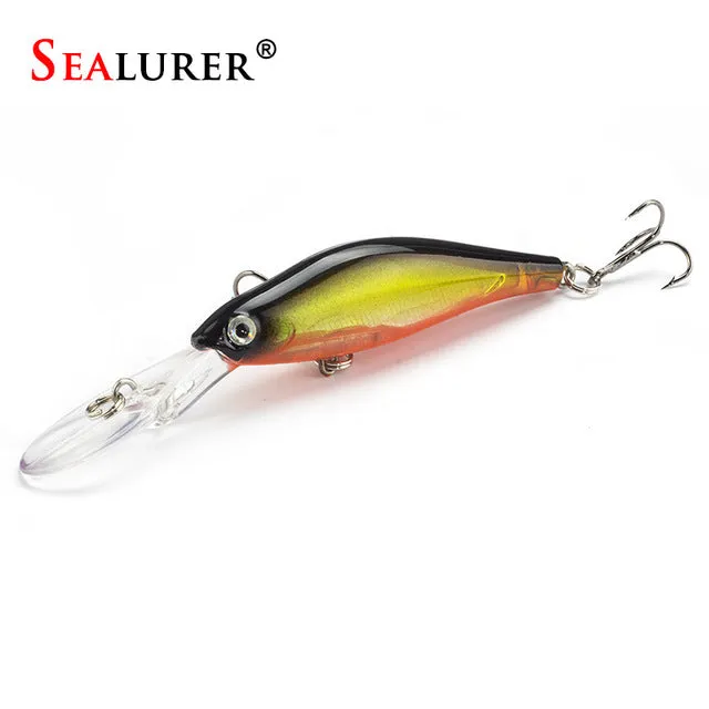 SEALURER 1Pcs  Laser  Wobblers Fishing Tackle 3D Eyes Sinking Minnow Fishing Lure Crankbait 6# hook