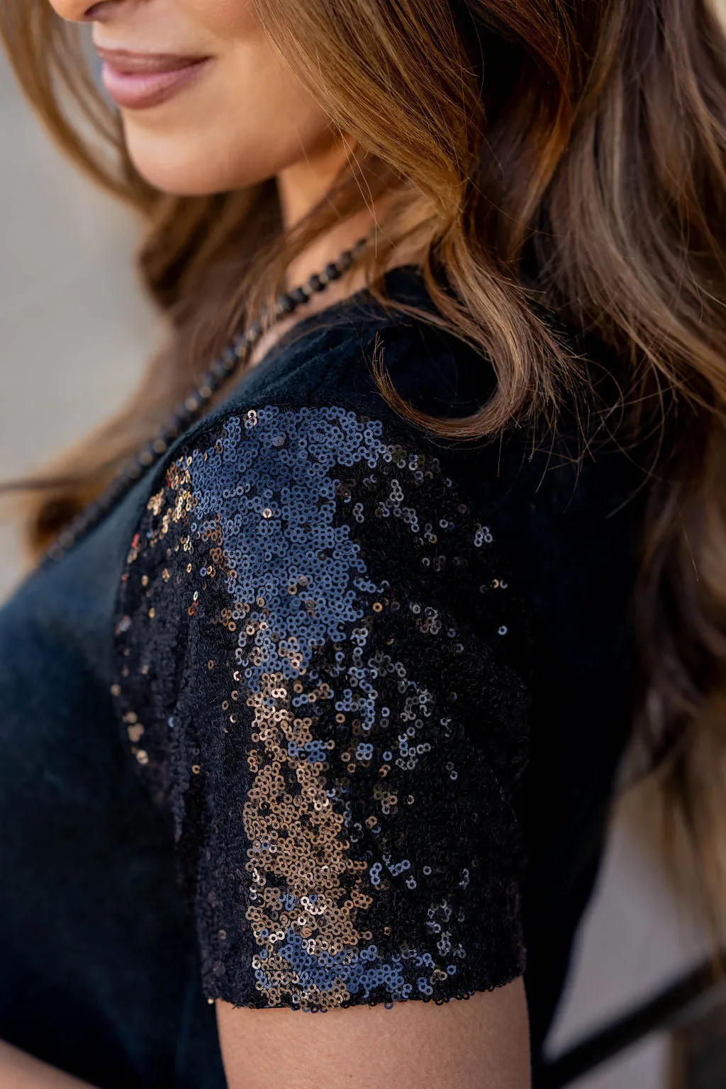 Sequin Sleeve Tee Dress