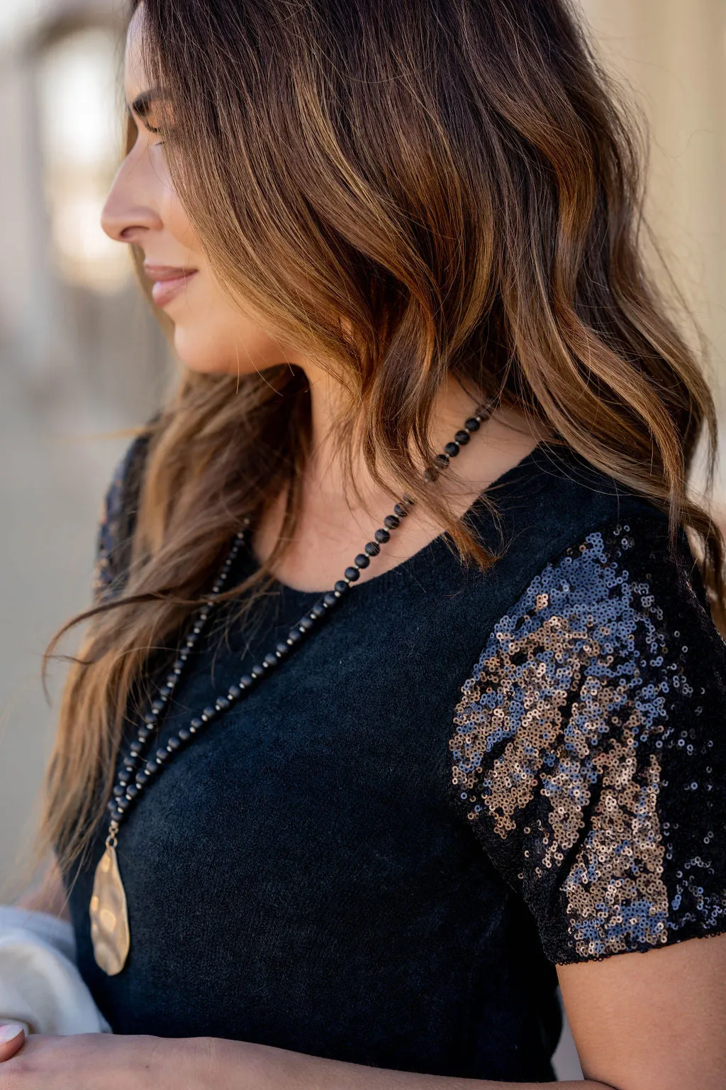 Sequin Sleeve Tee Dress