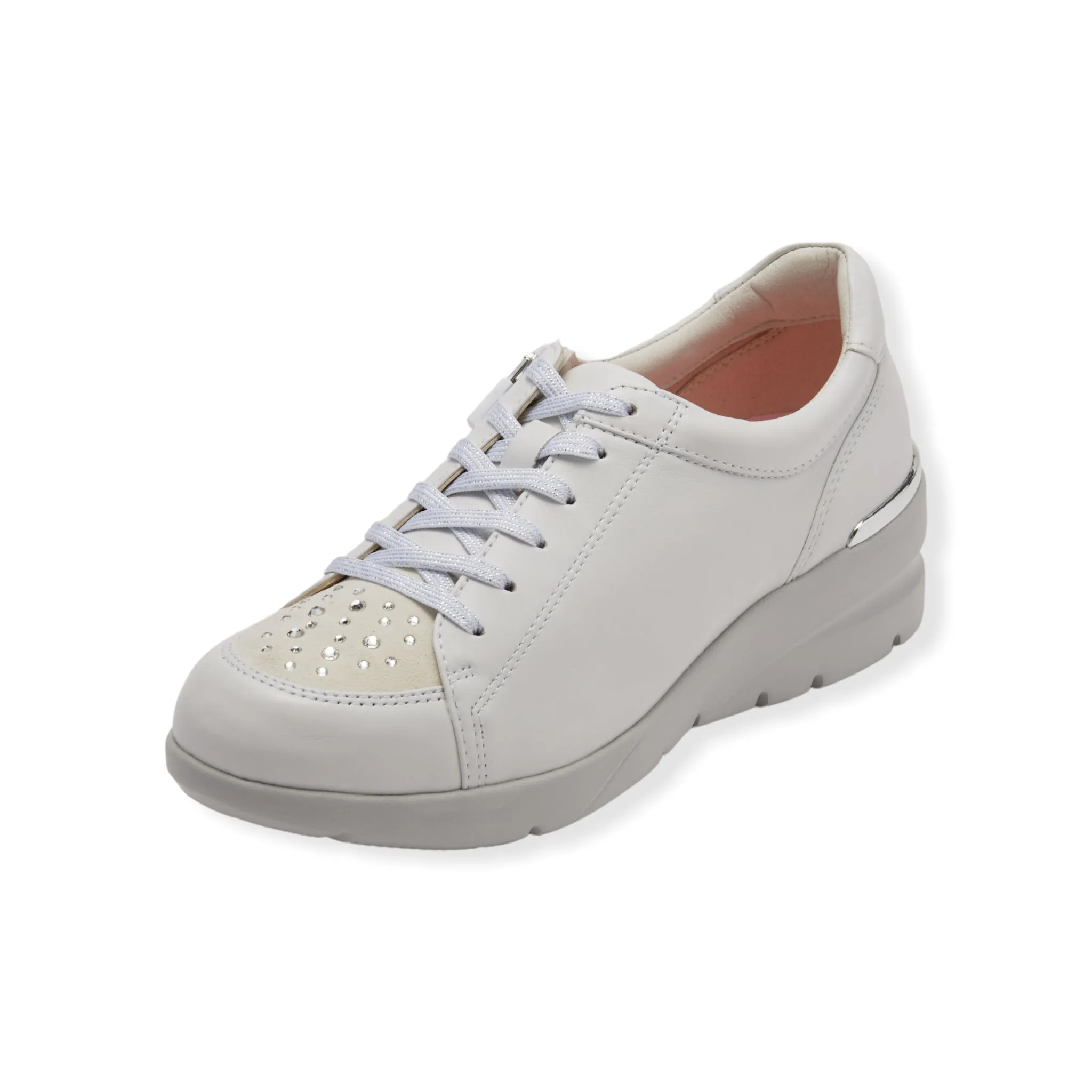 Sheepskin Raised heel sneakers with Swarovski crystal #FJ032