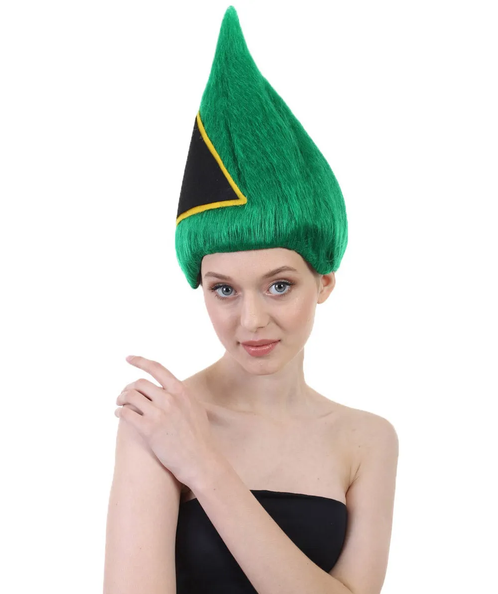 South Africa Flag Troll Wig | National Pride Green Sport Wig | Premium Breathable Capless Cap