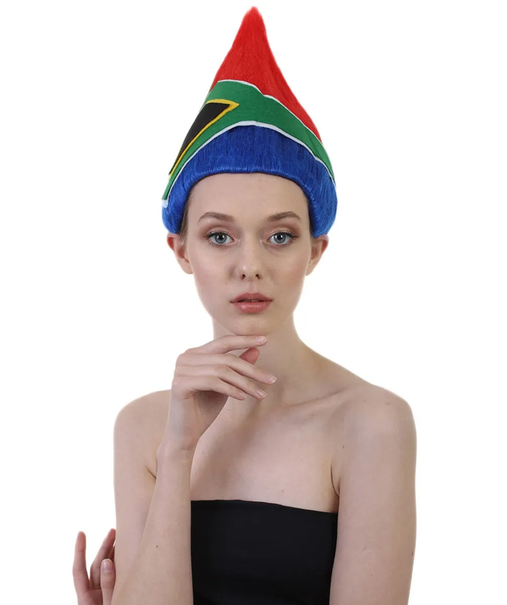 South Africa Flag Troll Wig | National Pride Multicolor Sport Wigs | Premium Breathable Capless Cap