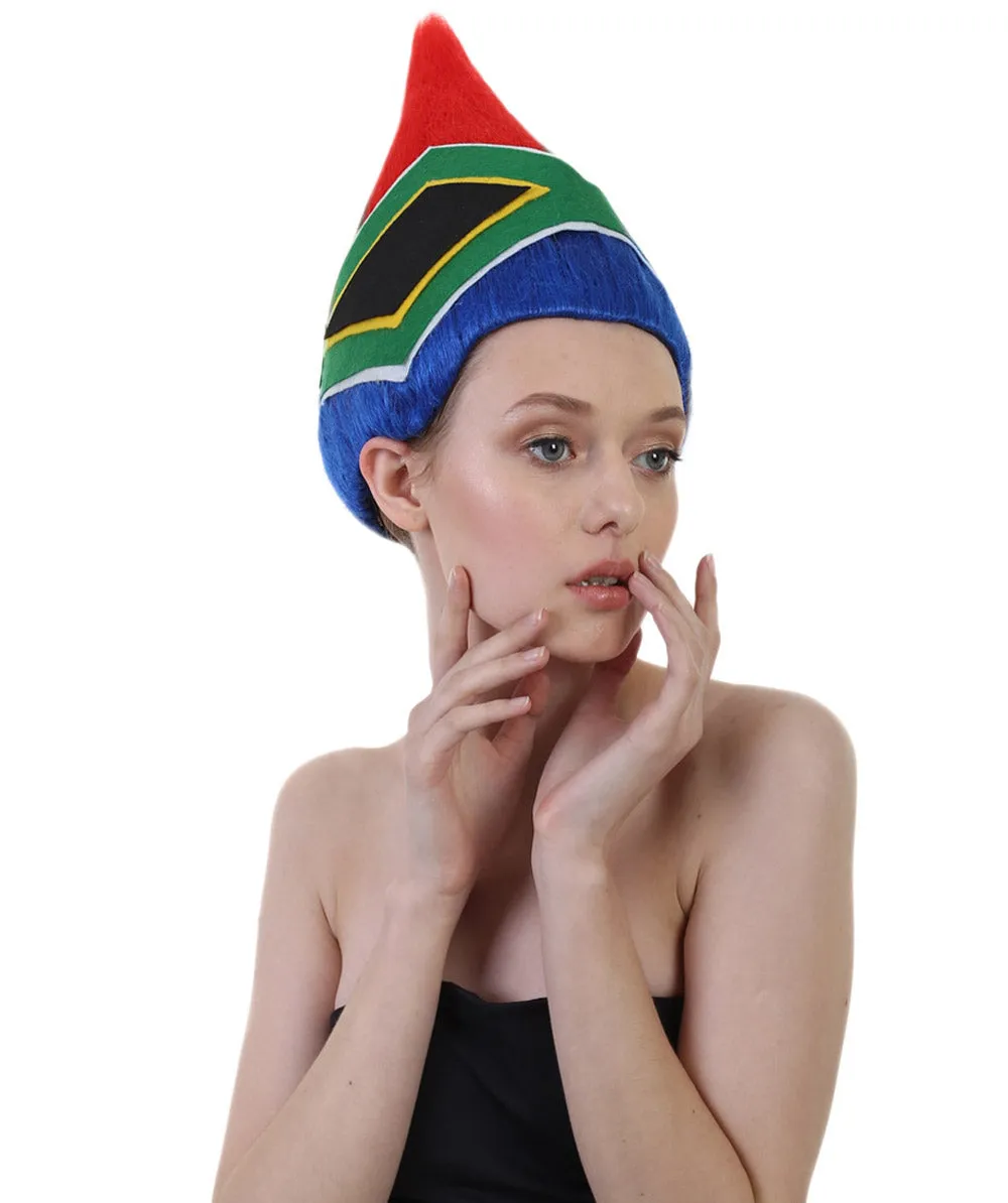 South Africa Flag Troll Wig | National Pride Multicolor Sport Wigs | Premium Breathable Capless Cap