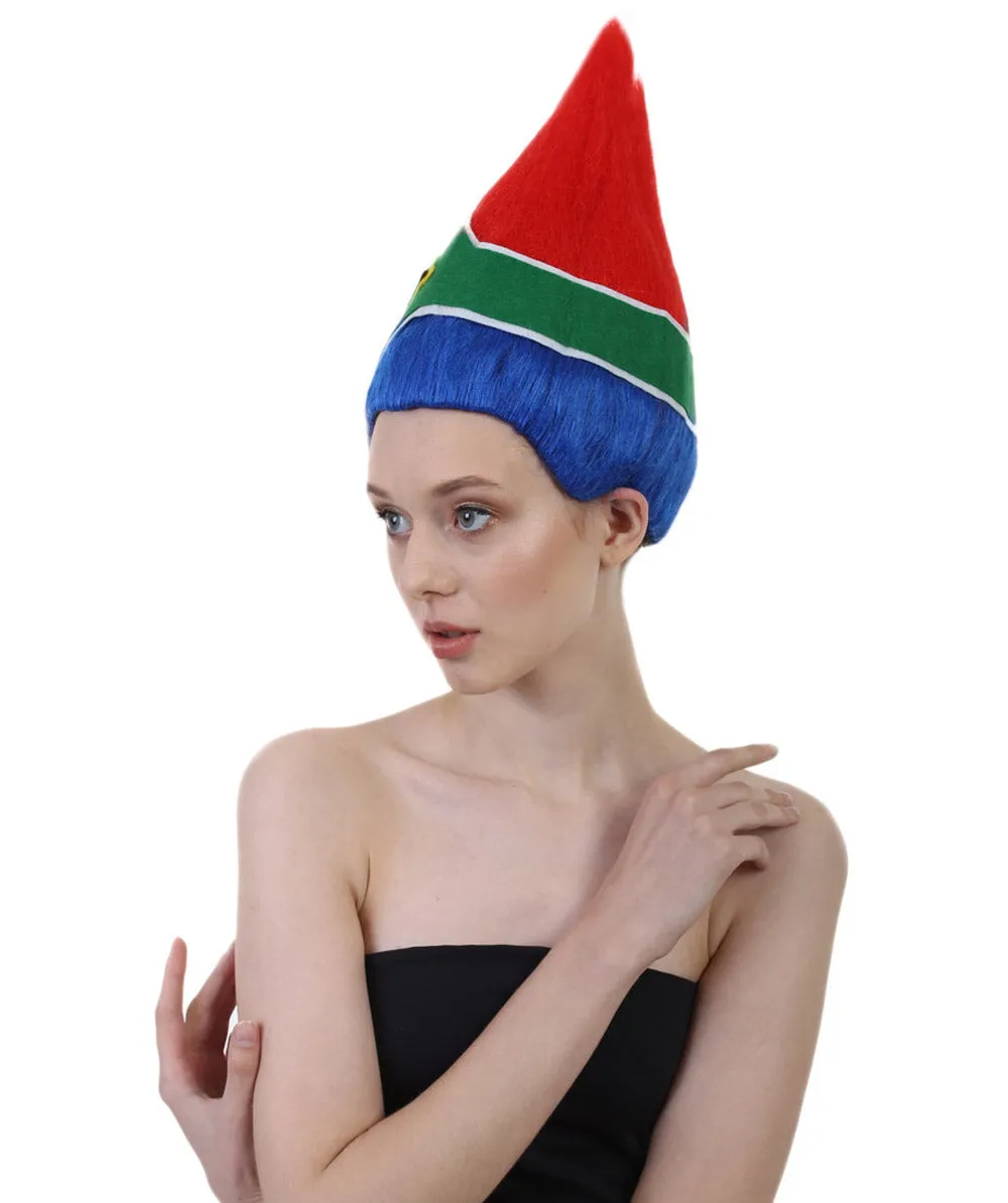 South Africa Flag Troll Wig | National Pride Multicolor Sport Wigs | Premium Breathable Capless Cap