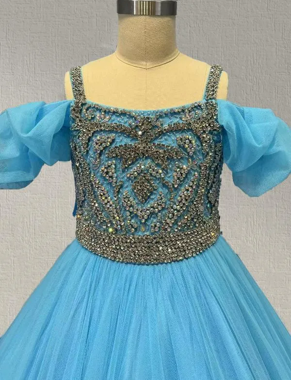 Sparkly Ice Blue Evening Gown for Child