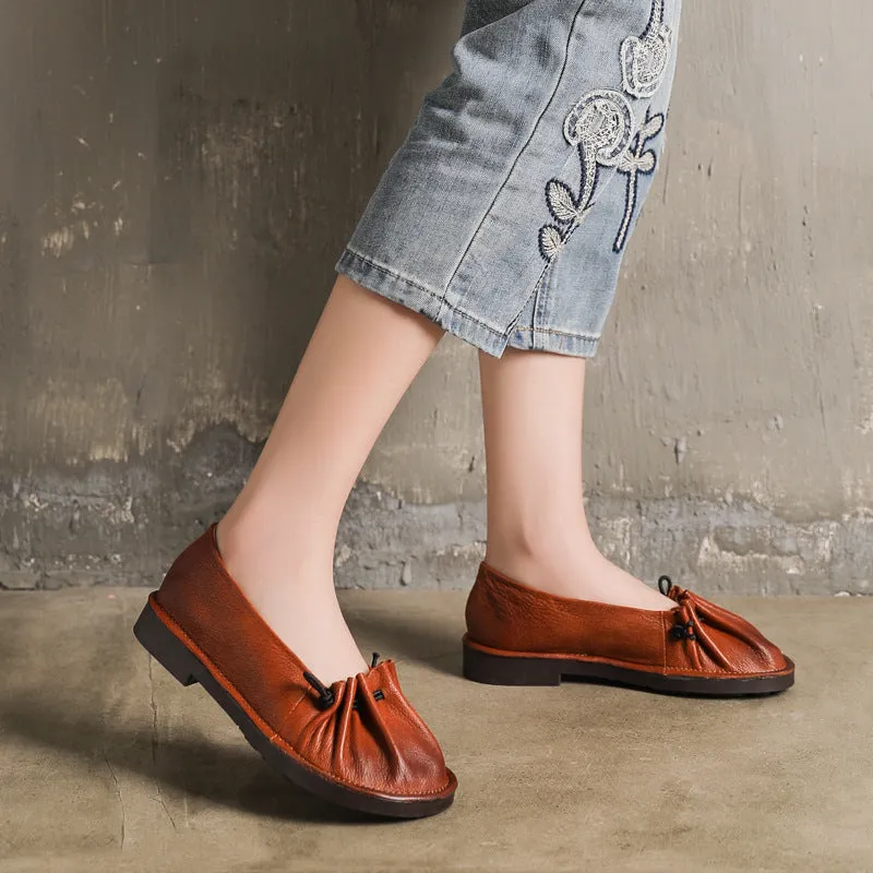 Spring Handmade Wrinkled Textured Retro Shoes | Gift Shoes