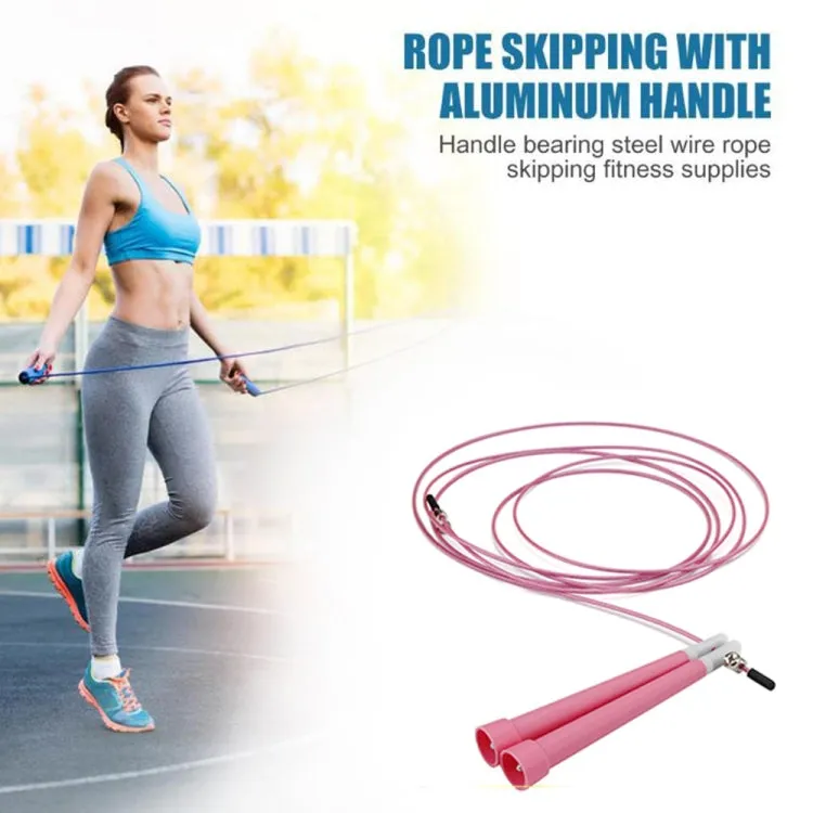 Steel Wire Skipping Skip Adjustable Fitness Jump Rope，Length: 3m(Pink)