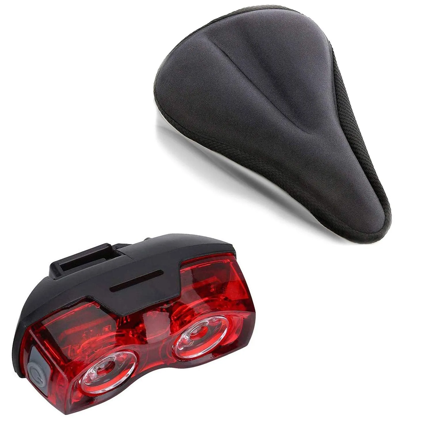 Strauss Gel Seat Cover (Black) and LED Bicycle Rear Tail Light