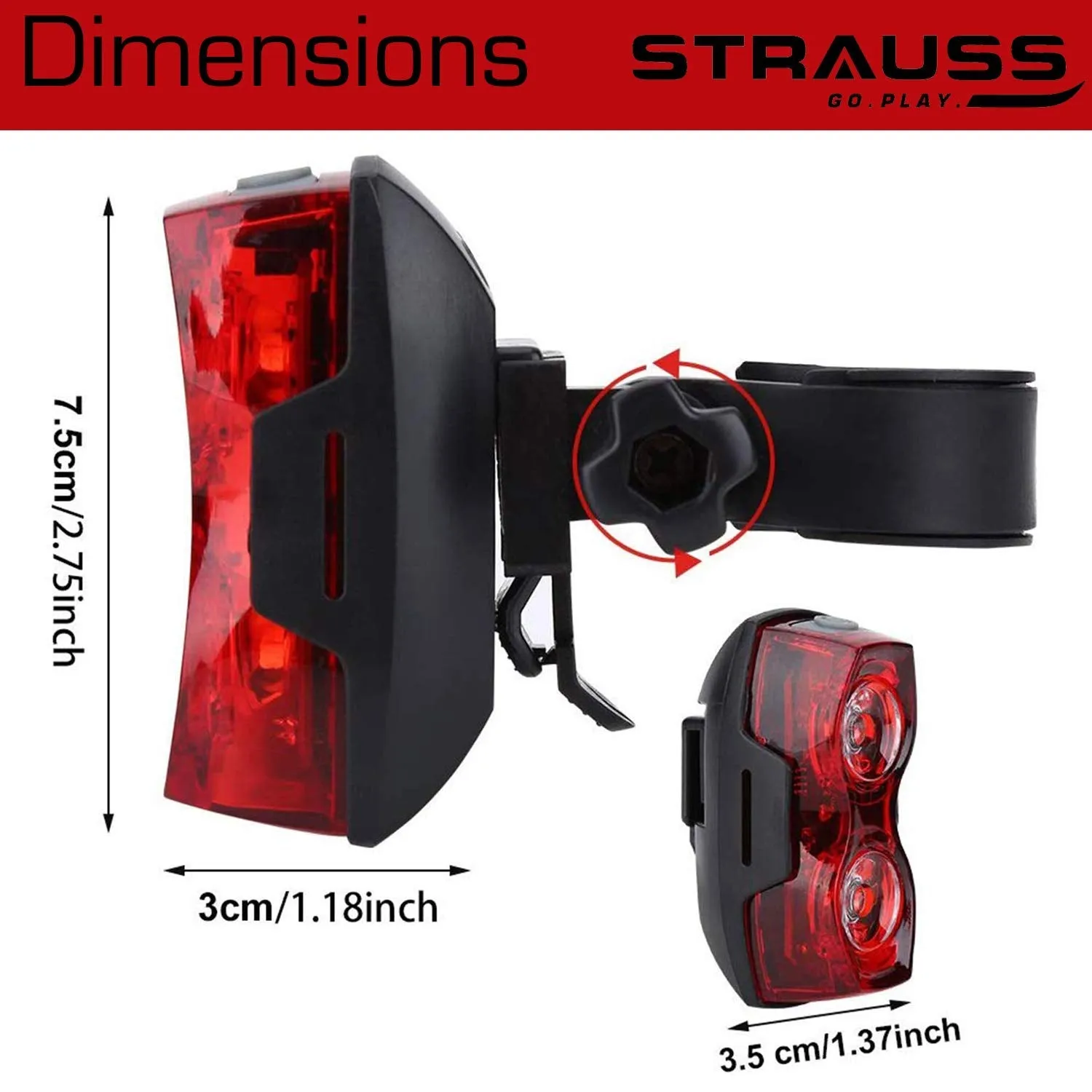 Strauss Gel Seat Cover (Black) and LED Bicycle Rear Tail Light