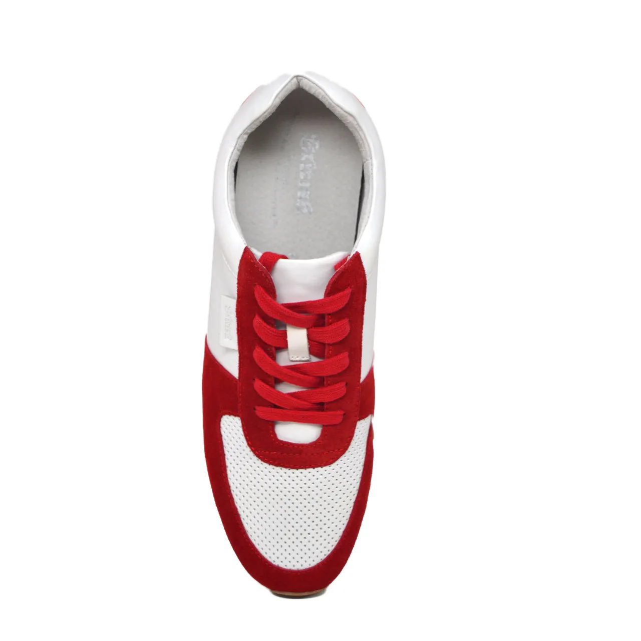 Surrey Red & White Sneakers with Leather and Suede Blend