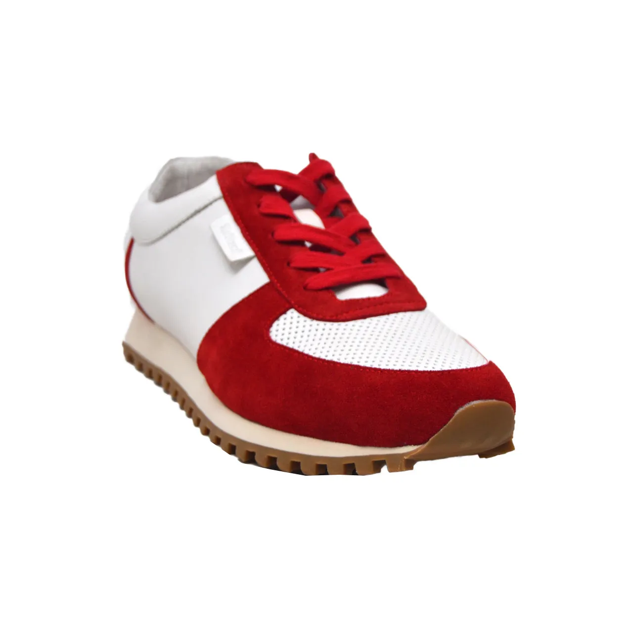 Surrey Red & White Sneakers with Leather and Suede Blend