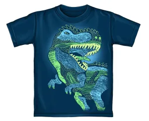 T-Rex Glow in The Dark Navy Adult Tee Shirt (Adult Large