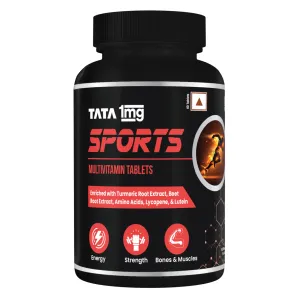 Tata 1mg Sports Multivitamin | With Zinc, Vitamin C, Vitamin D, Calcium and Iron,Supports Energy,Immunity,Performance & Stamina | Pack of 60 Tablets