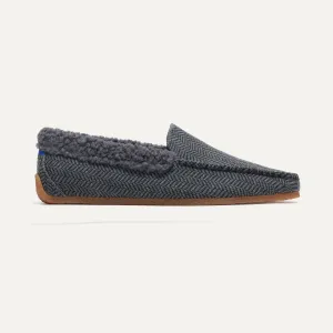 The Men's Slipper - Charcoal Herringbone