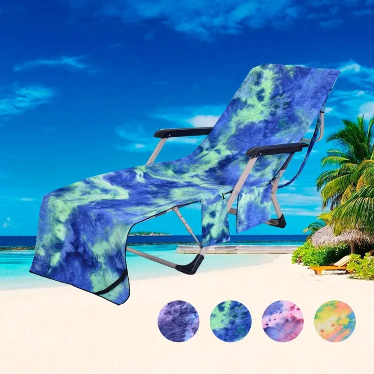 Tie Dye Microfiber Beach Recliner Cover Absorbent Quick Dry Recliner Mat(Blue)