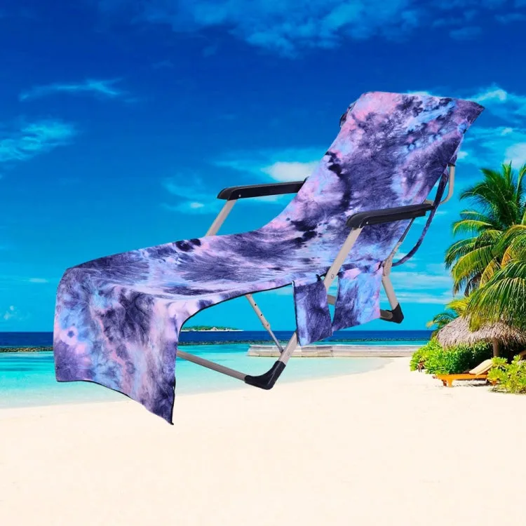 Tie Dye Microfiber Beach Recliner Cover Absorbent Quick Dry Recliner Mat(Blue)