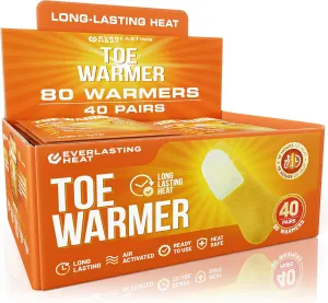 Toe Warmers 40 Pairs (80 Warmers) - Up to 10 Hours of Long Lasting Warmth and Toe Warmers for Feet - Easy Air Activation - Ultra Thin, TSA Approved