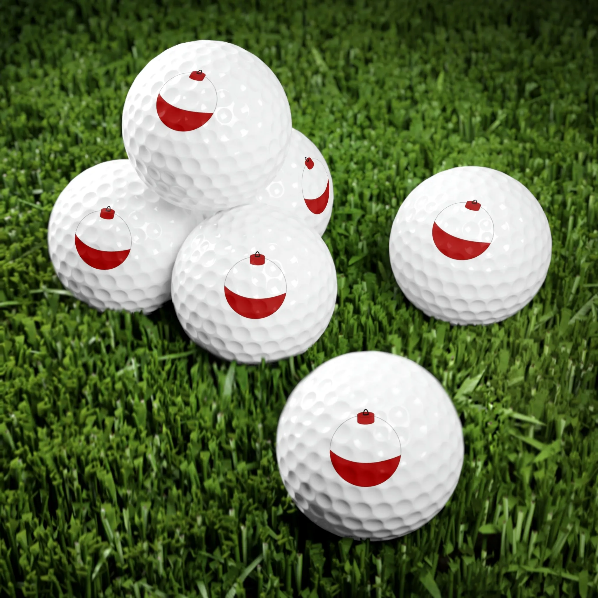 Traditional Red & White Bobber - Golf Balls, 6pcs