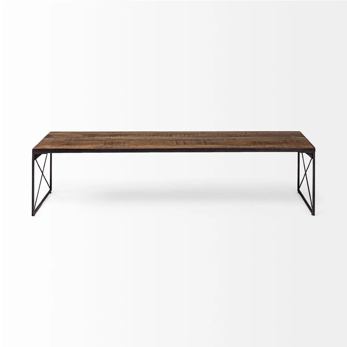 Trestman Bench Brown Wood | Black Iron