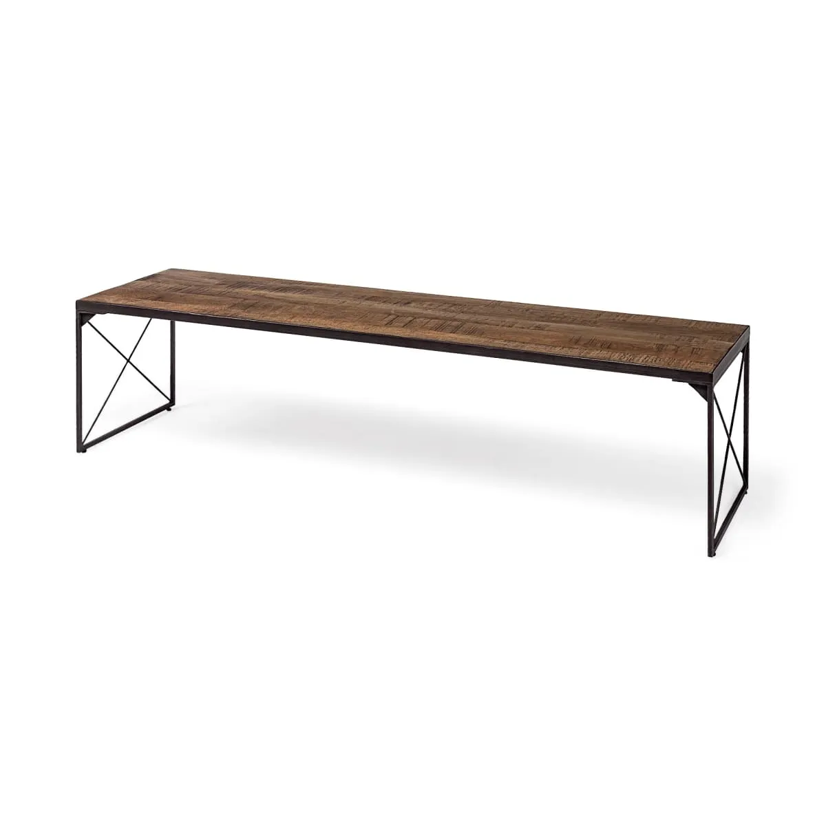 Trestman Bench Brown Wood | Black Iron