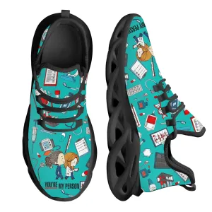 Unisex Nursing Shoes Cute Cartoon Nurse Doctor Healthcare Brand Design Mesh Flats Sneakers