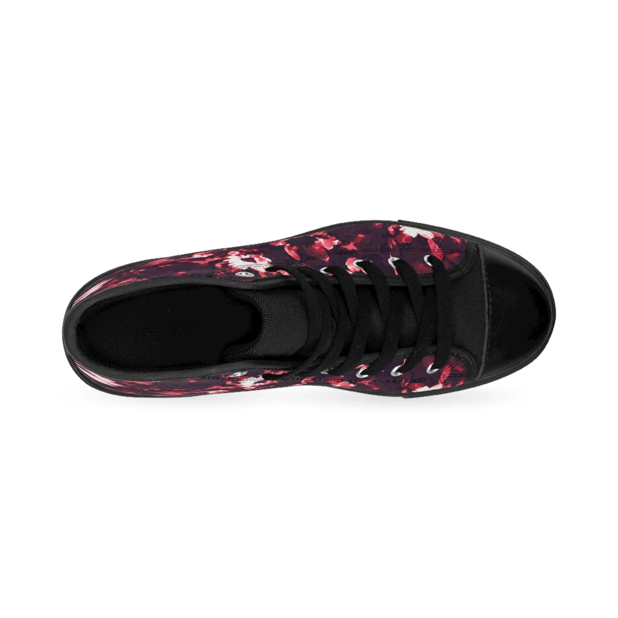 Watercolor Red Flowers Women's Classic Sneakers