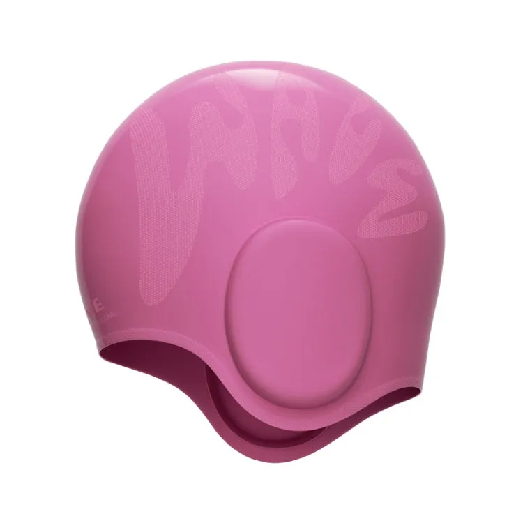 WAVE Waterproof Solid Color Ear Guard Silicone Swimming Cap, Color: Rose Red