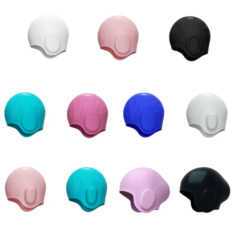 WAVE Waterproof Solid Color Ear Guard Silicone Swimming Cap, Color: Rose Red