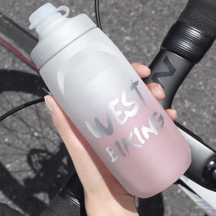 WEST BIKING 620ML Bicycle Water Bottle Portable Outdoor Cycling Water Cup, Color: Green Pink Gradient