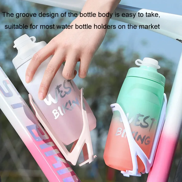 WEST BIKING 620ML Bicycle Water Bottle Portable Outdoor Cycling Water Cup, Color: Green Pink Gradient