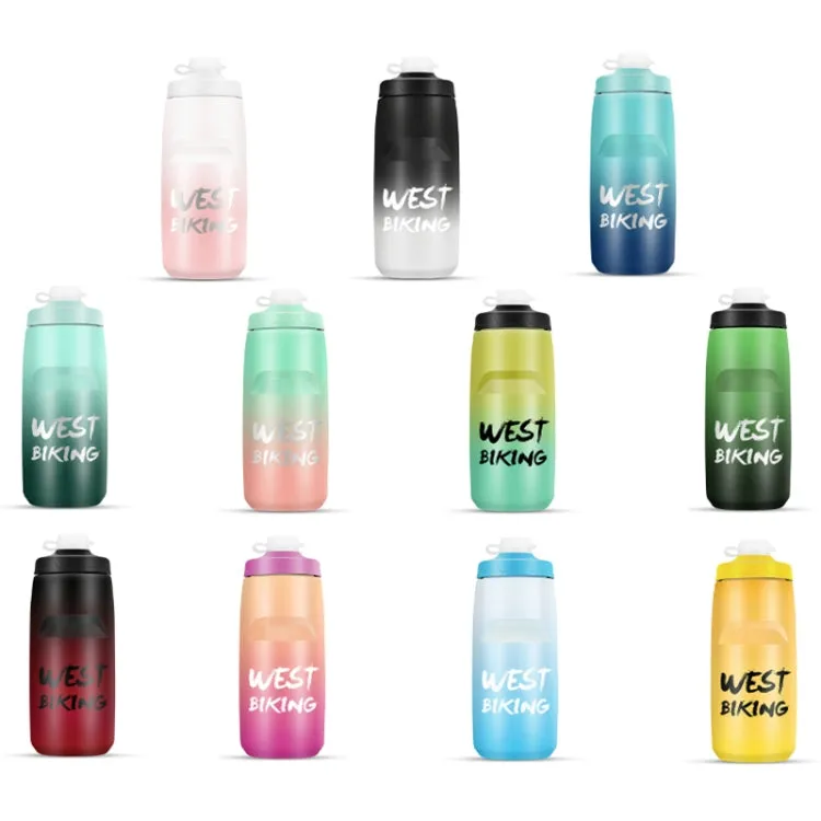 WEST BIKING 620ML Bicycle Water Bottle Portable Outdoor Cycling Water Cup, Color: Green Pink Gradient