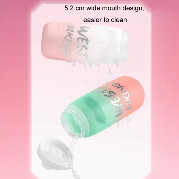 WEST BIKING 620ML Bicycle Water Bottle Portable Outdoor Cycling Water Cup, Color: Green Pink Gradient