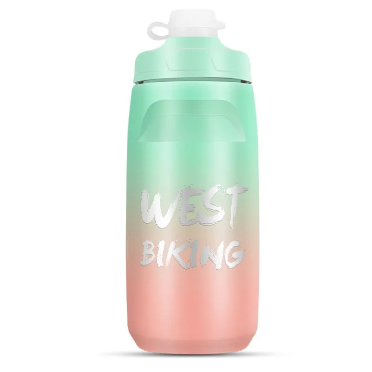 WEST BIKING 620ML Bicycle Water Bottle Portable Outdoor Cycling Water Cup, Color: Green Pink Gradient