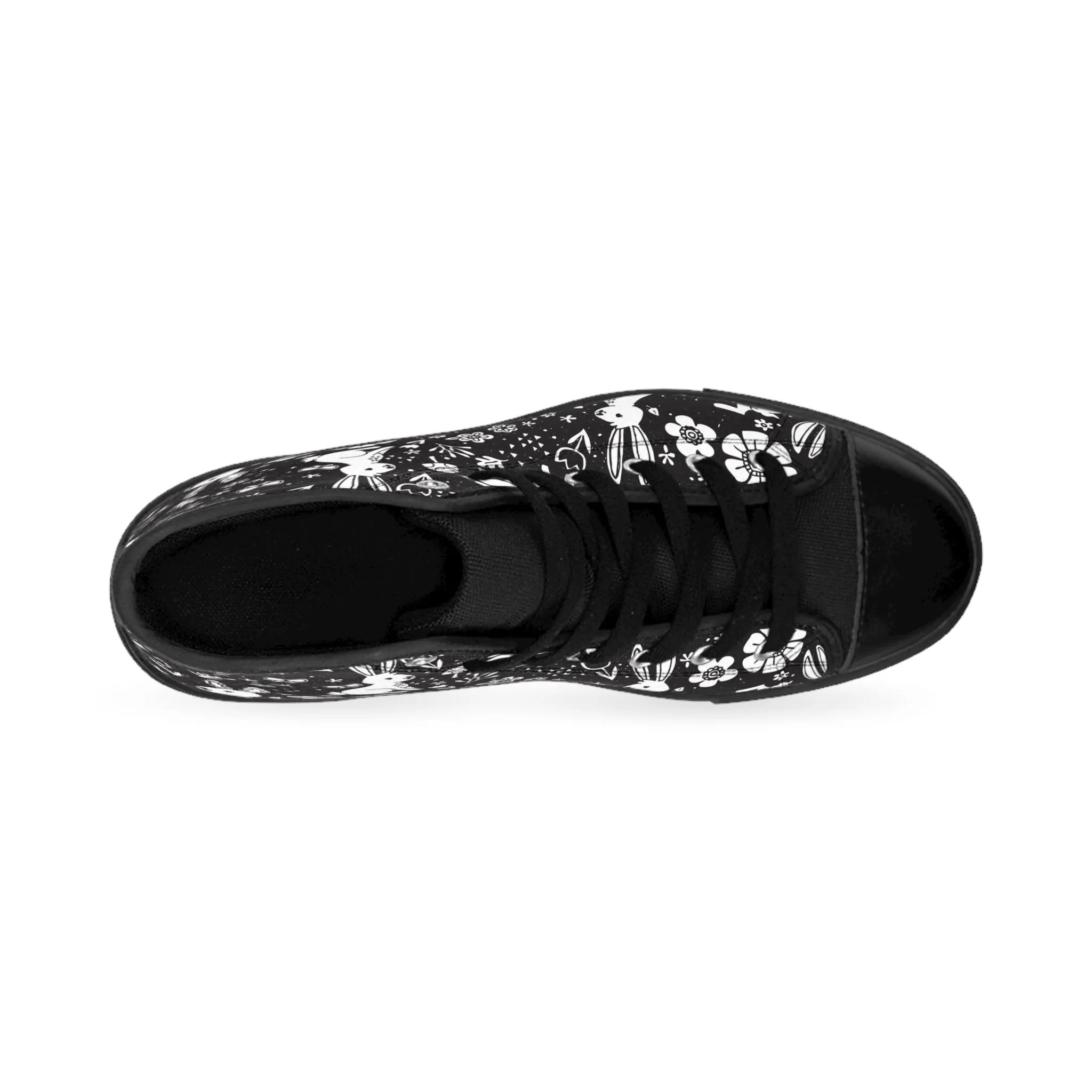 White Bunny Black Background Women's Classic Sneakers