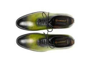 Wholecut Oxford Shoes Men Hand Welted Real Crust Leather Luxury Shoes Made To Order Customized Formal Shoes Suit Shoes Green Patina Shoes