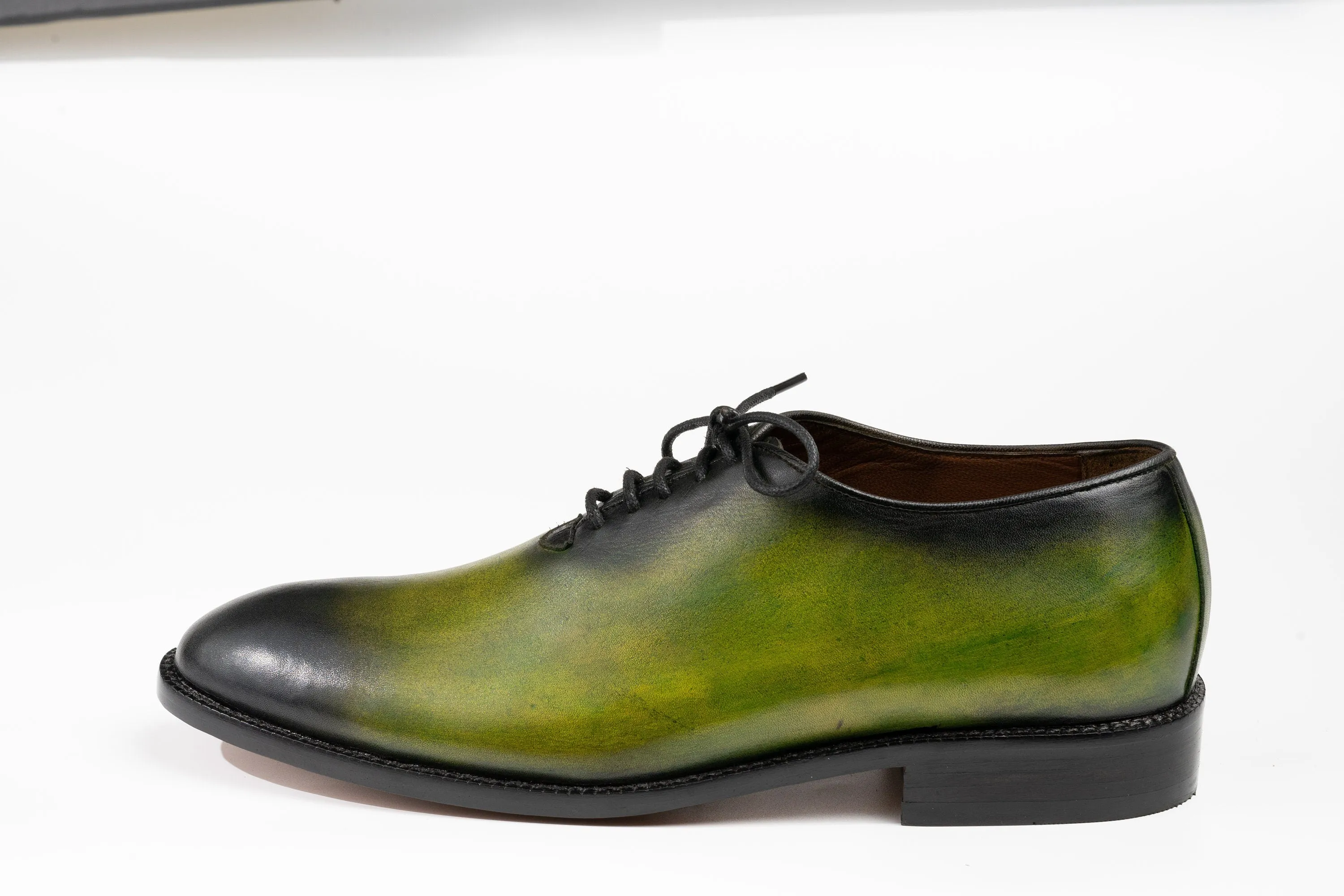 Wholecut Oxford Shoes Men Hand Welted Real Crust Leather Luxury Shoes Made To Order Customized Formal Shoes Suit Shoes Green Patina Shoes