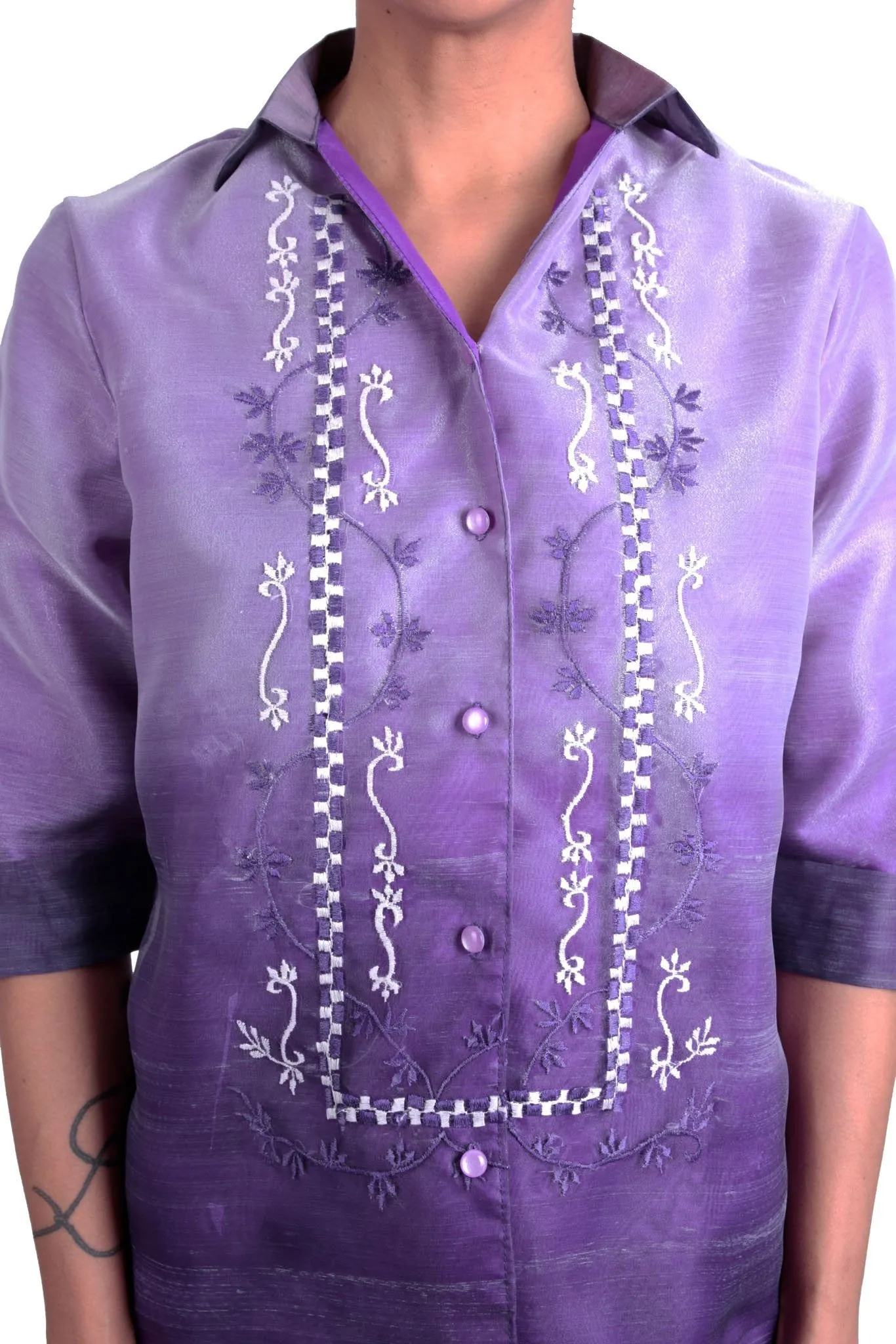 WO08 - MADE-TO-ORDER - Women's Barong Tagalog Purple - Filipiniana