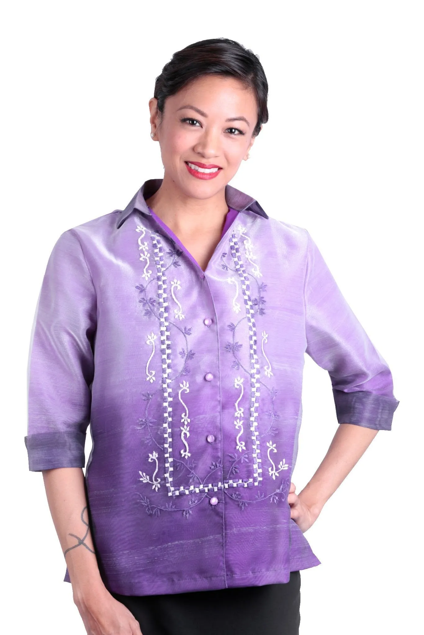 WO08 - MADE-TO-ORDER - Women's Barong Tagalog Purple - Filipiniana