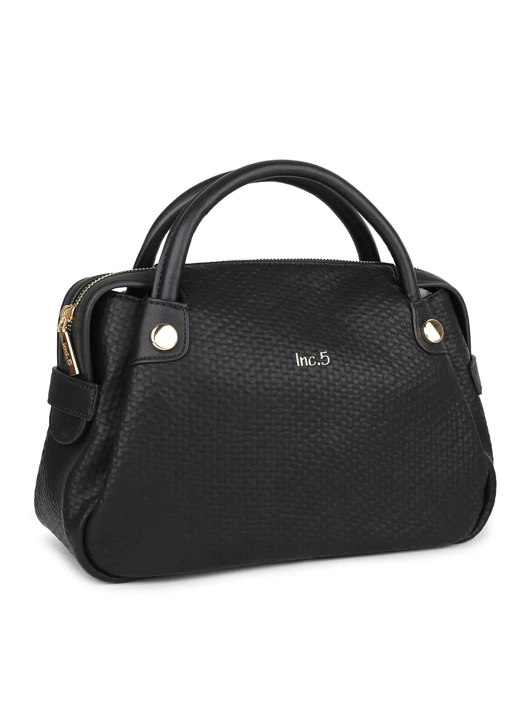 Women Black Textured Shoulder Bag