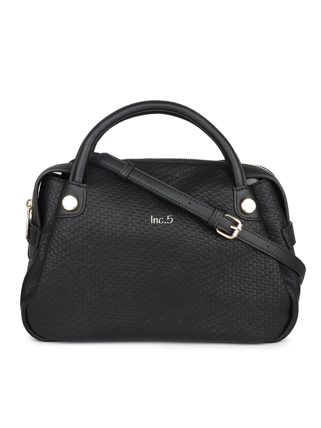 Women Black Textured Shoulder Bag