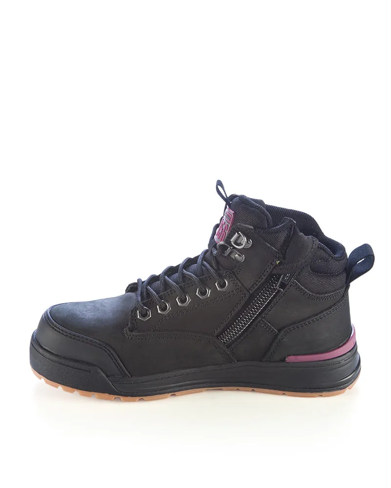 Womens 3056 Zip Side Safety Boot - Black