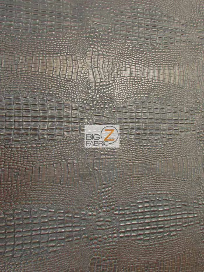 Wood Brown Crocodile Marine Vinyl Fabric / Sold By The Yard