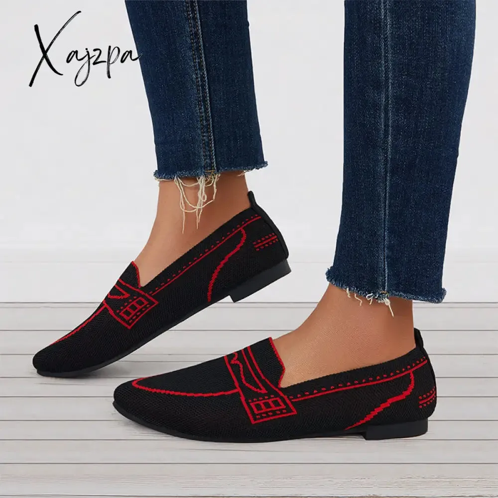 Xajzpa - Casual Pointed Toe Ballet Flats Knit Formal Walking Shoes